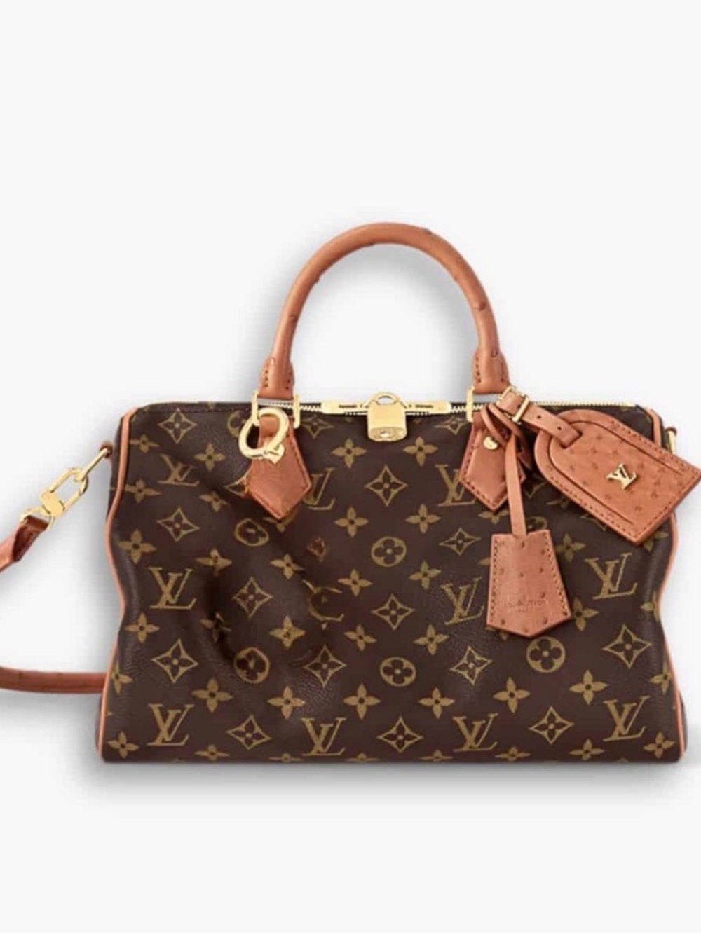 Daisys Boutique Brown Monogram Satchel with Tan Trim